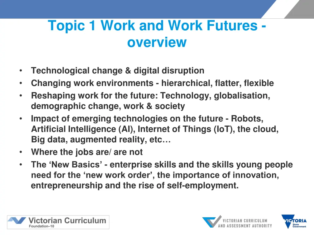 topic 1 work and work futures overview