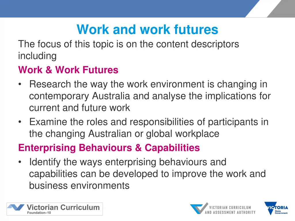 work and work futures the focus of this topic