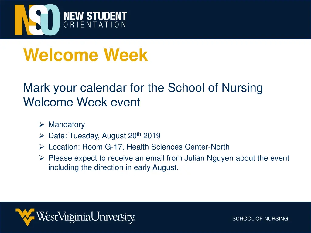 welcome week