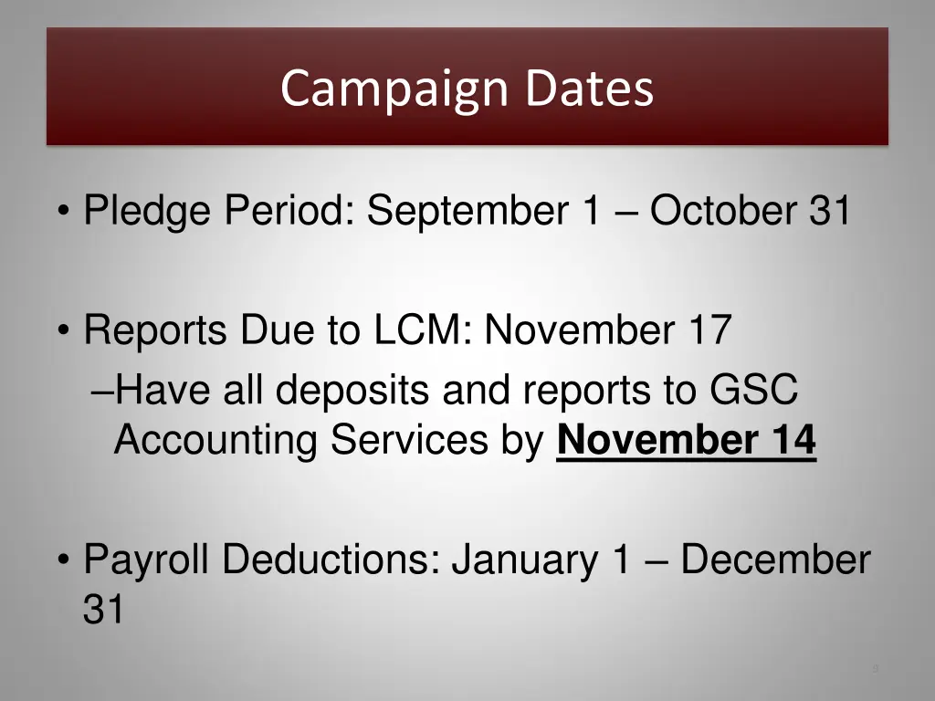 campaign dates