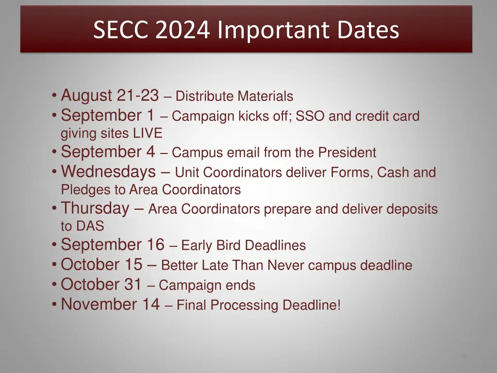 secc 2024 important dates