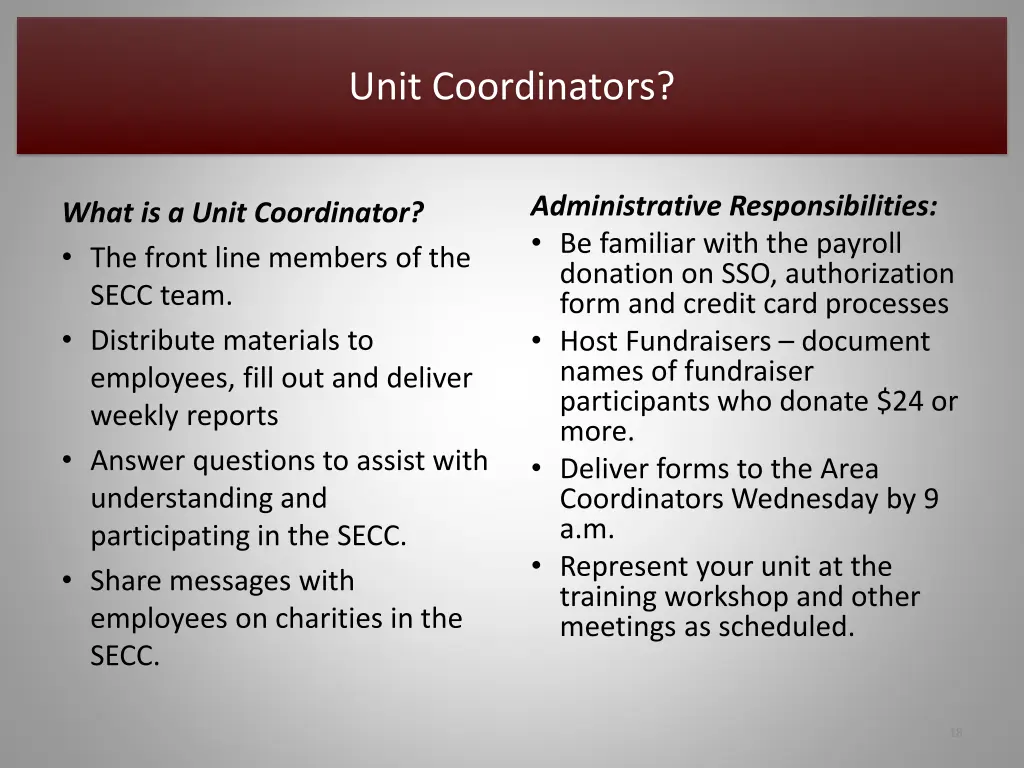 unit coordinators