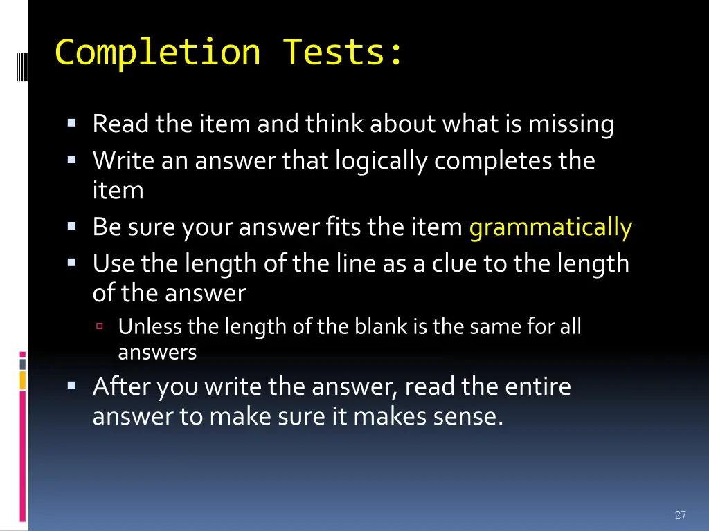 completion tests