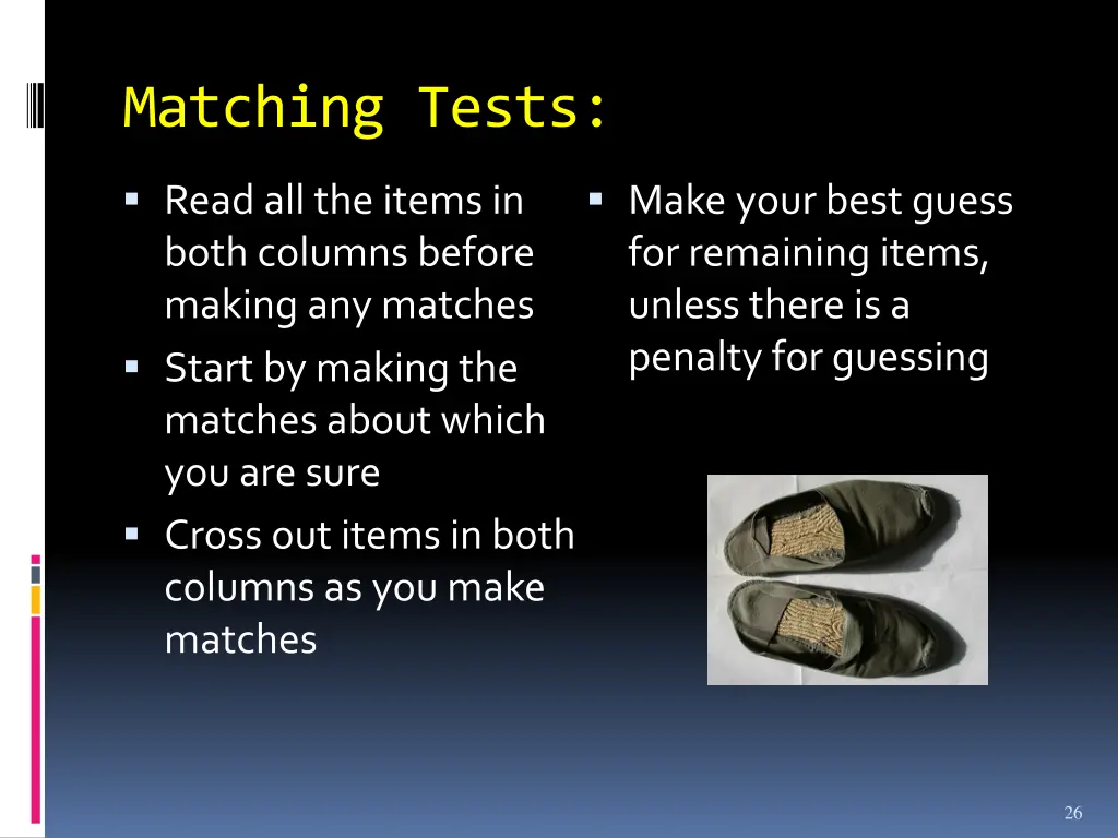 matching tests