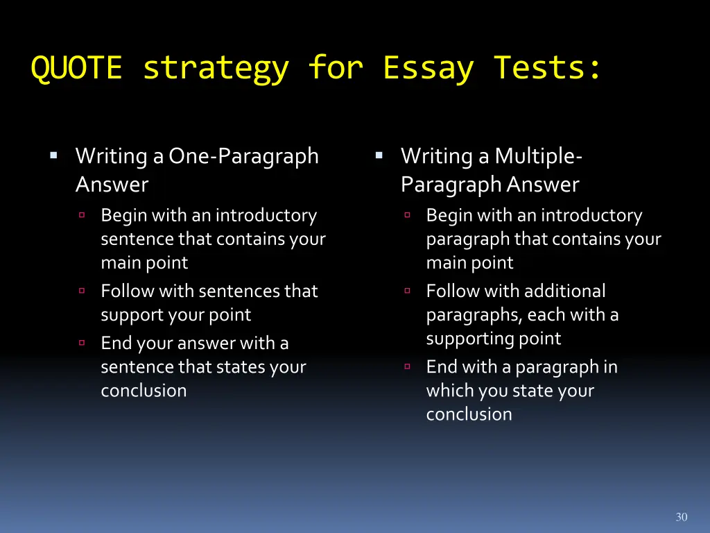 quote strategy for essay tests 1