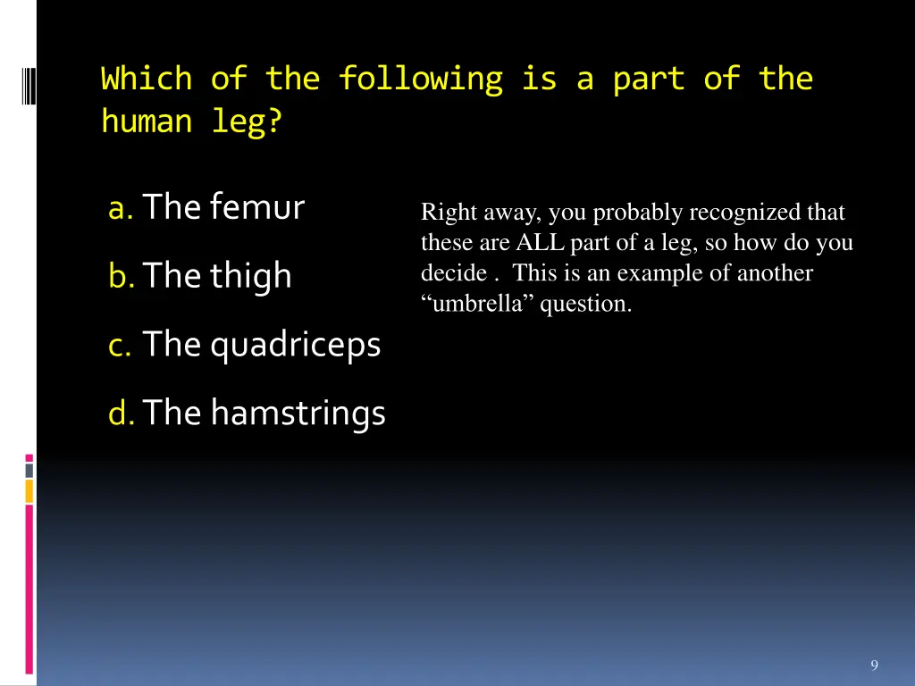 which of the following is a part of the human leg