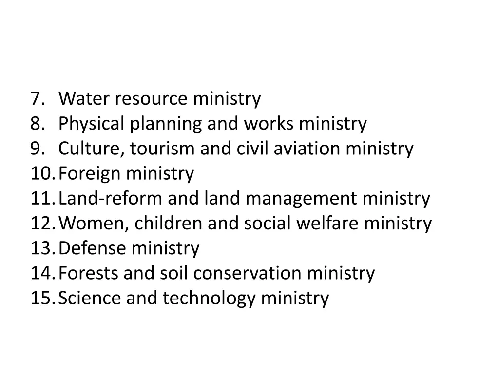 7 water resource ministry 8 physical planning