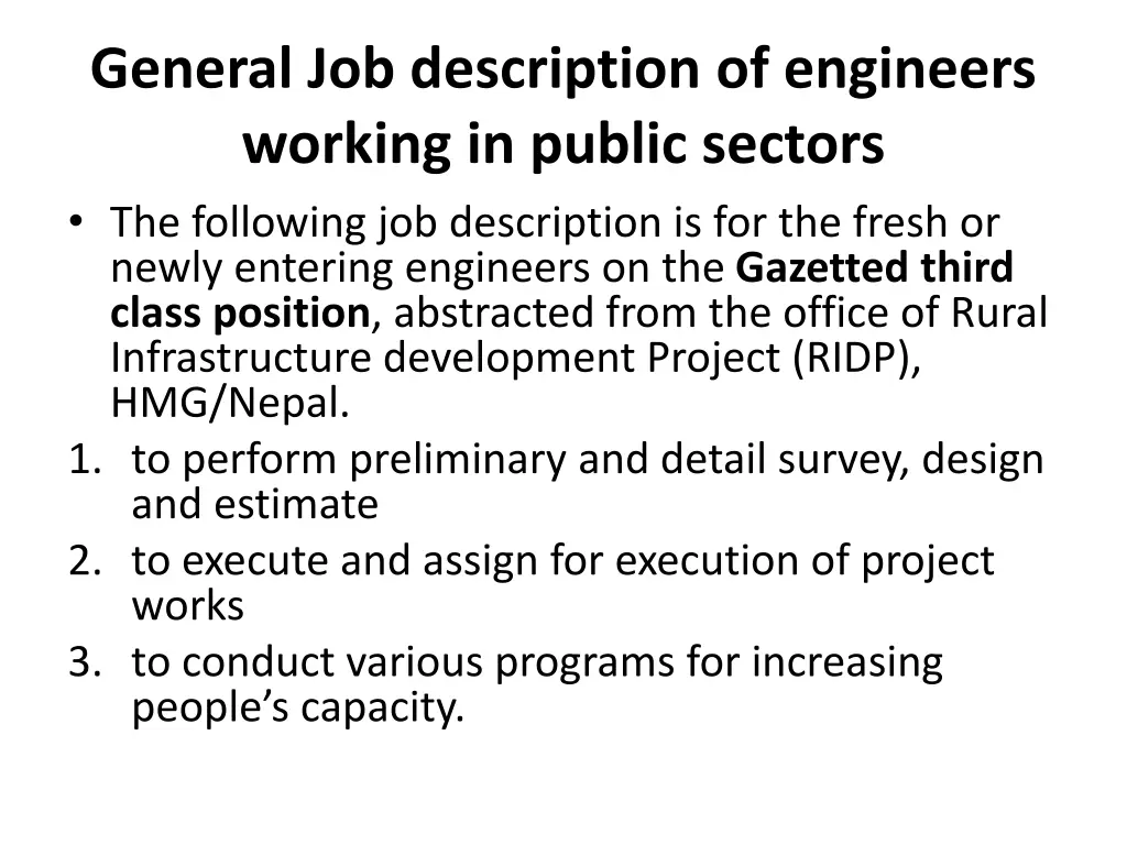 general job description of engineers working