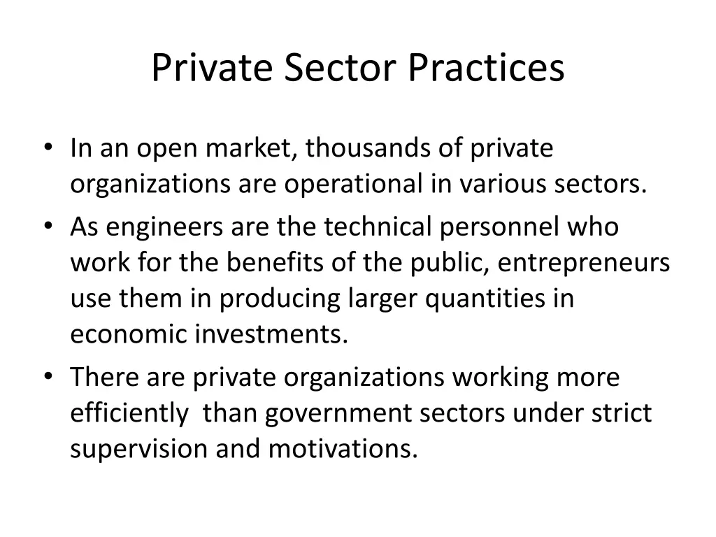 private sector practices