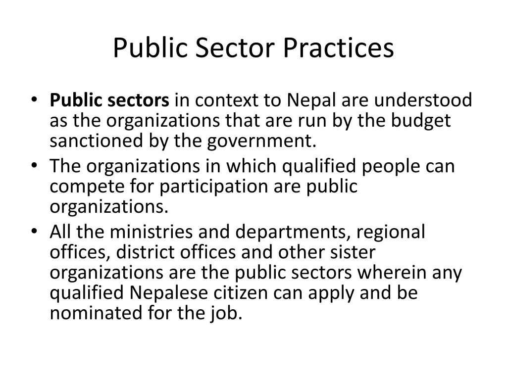 public sector practices