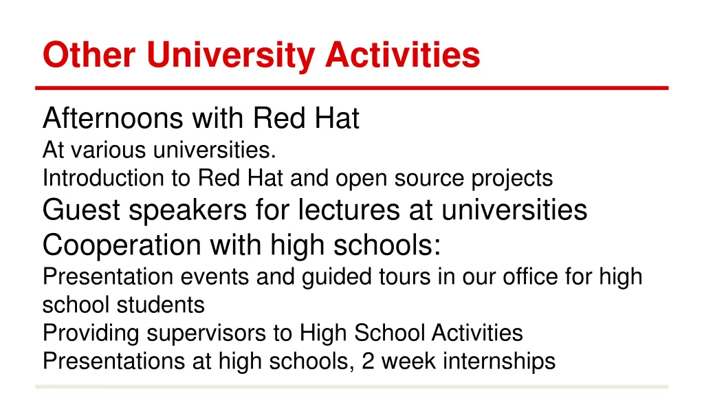 other university activities