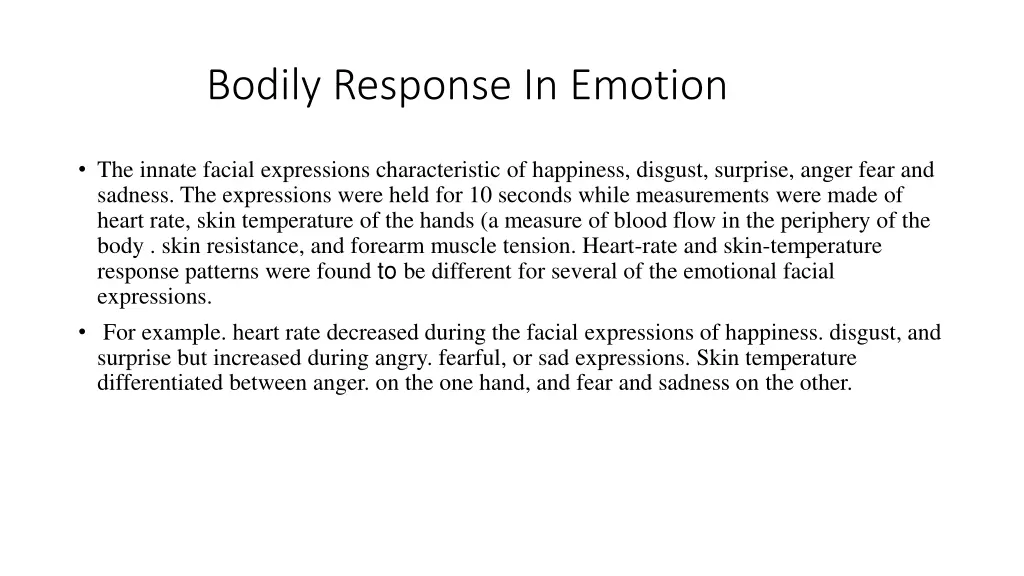 bodily response in emotion