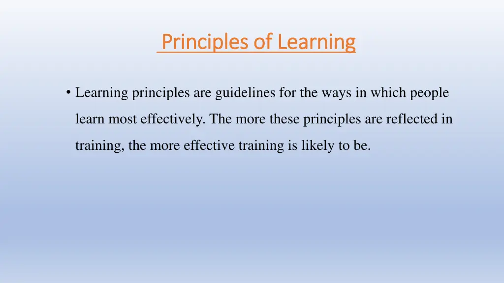 principles of learning principles of learning