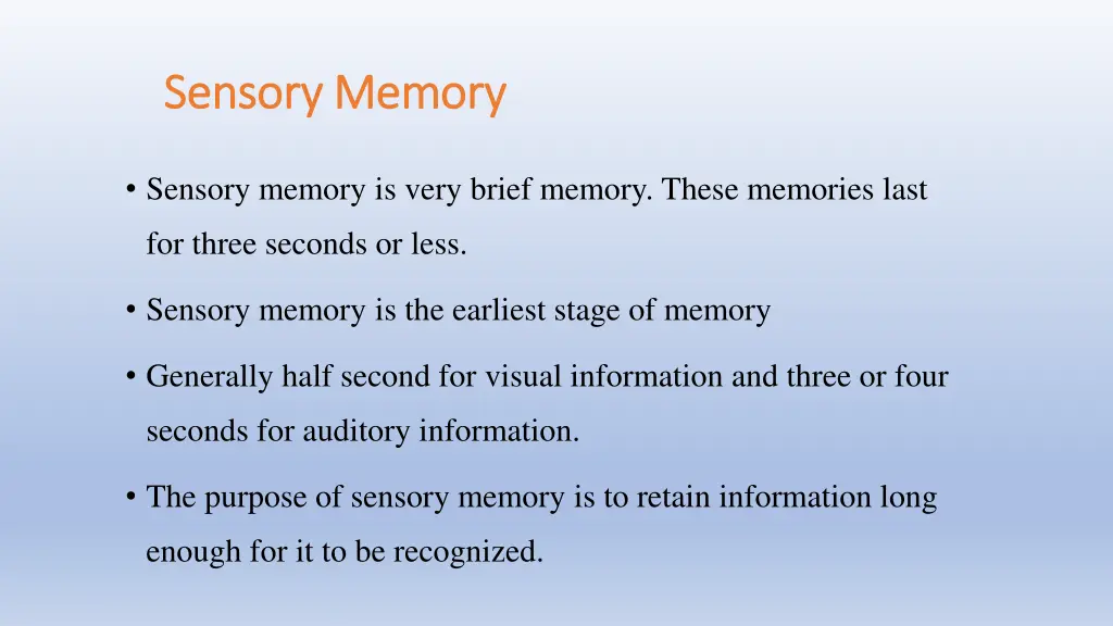 sensory memory sensory memory