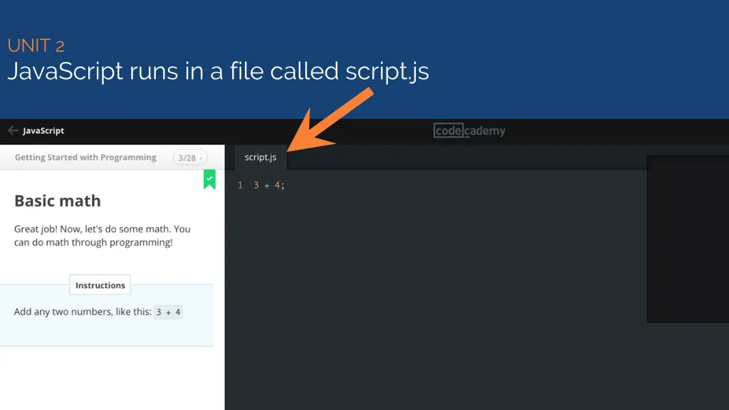unit 2 javascript runs in a file called script js