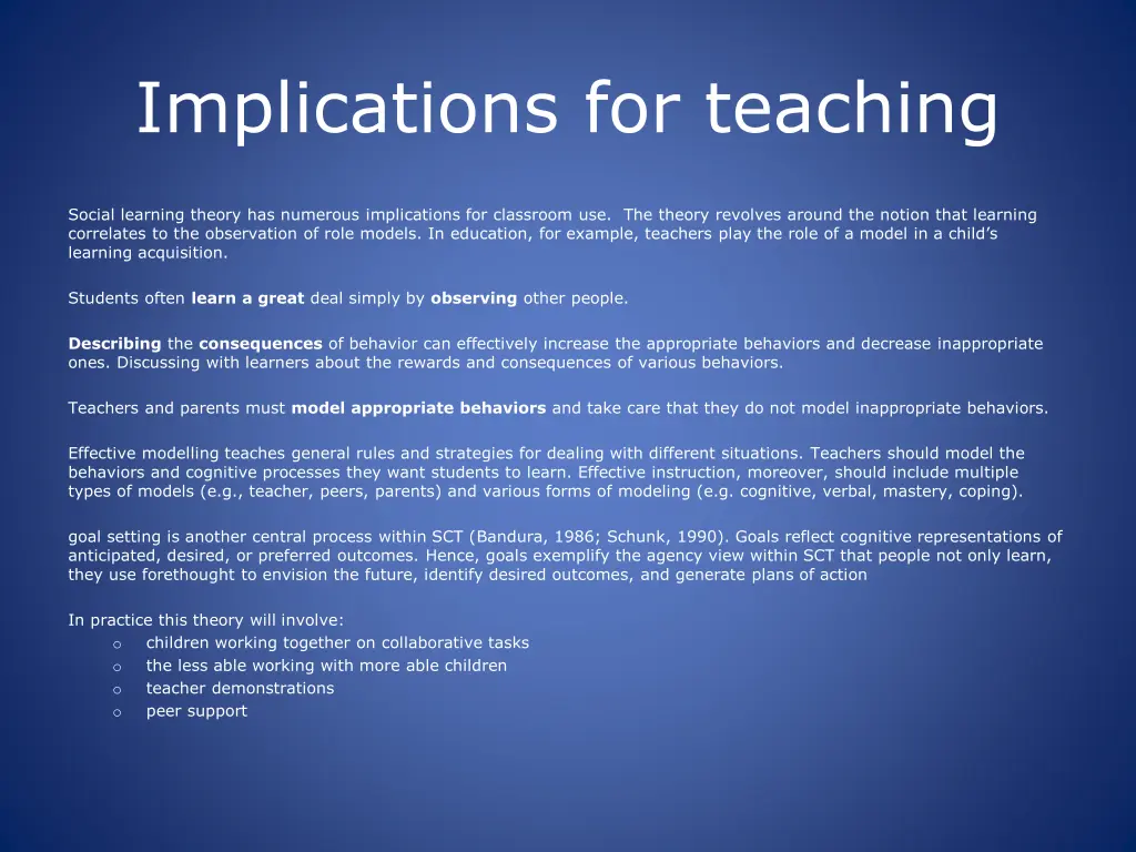implications for teaching