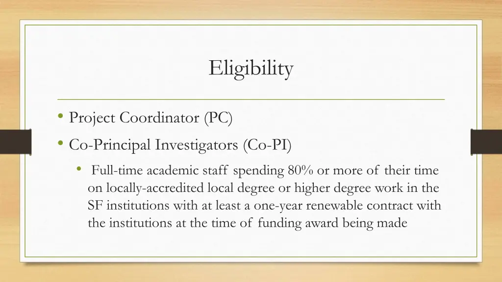 eligibility