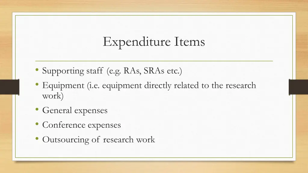 expenditure items