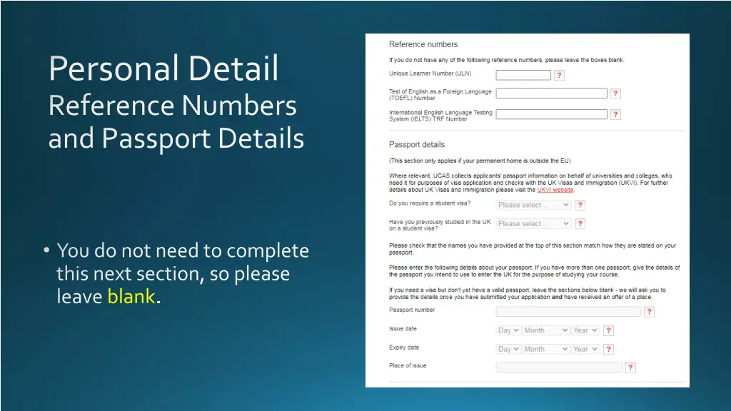 personal detail reference numbers and passport