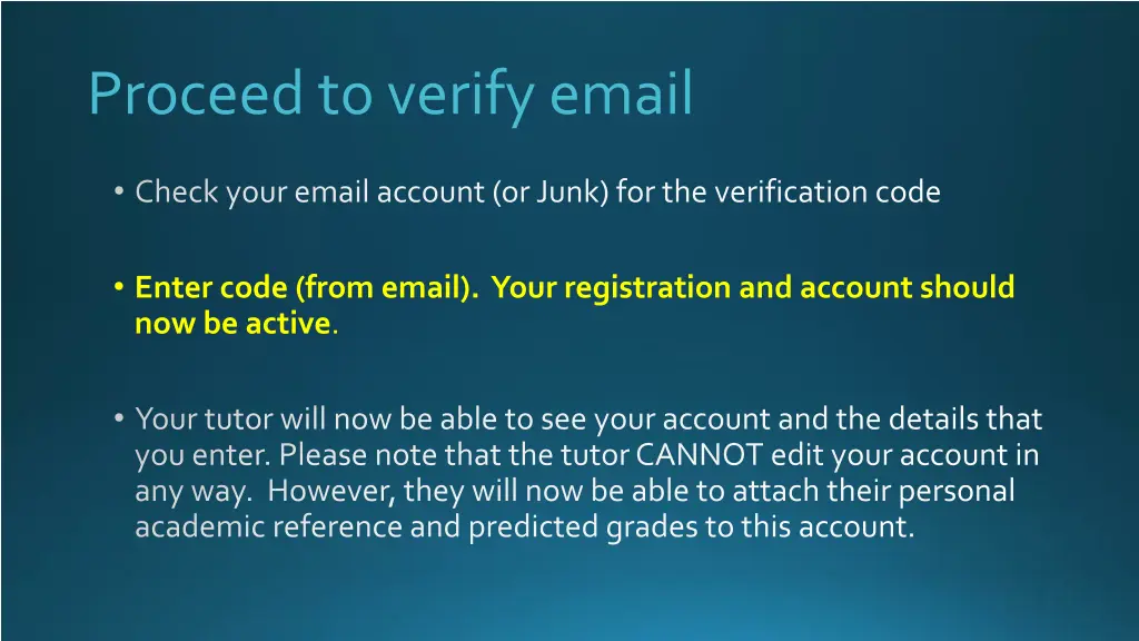 proceed to verify email