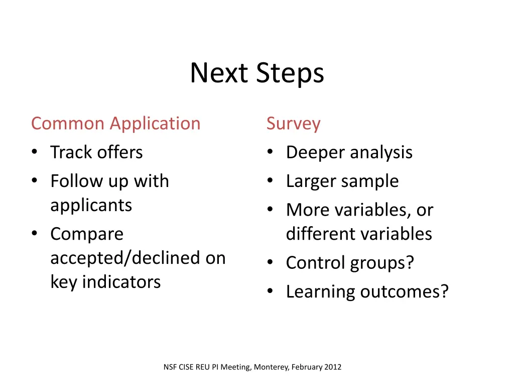 next steps