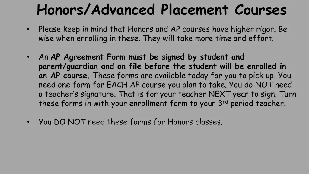 honors advanced placement courses