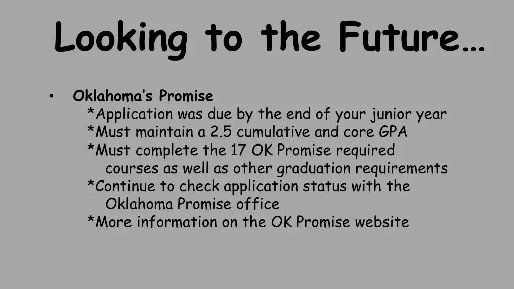 looking to the future