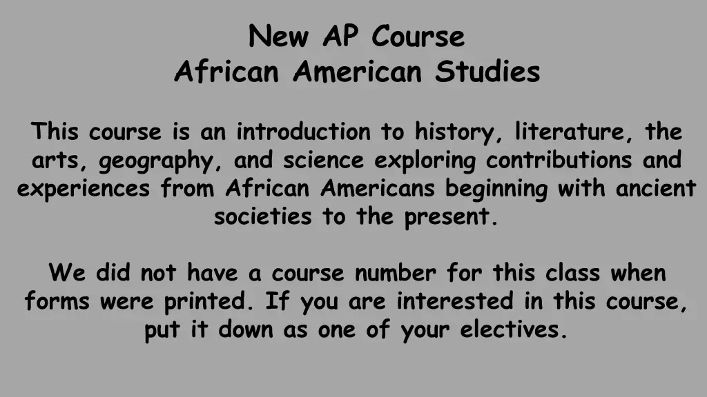 new ap course african american studies