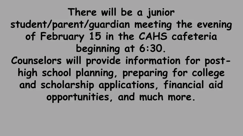 there will be a junior