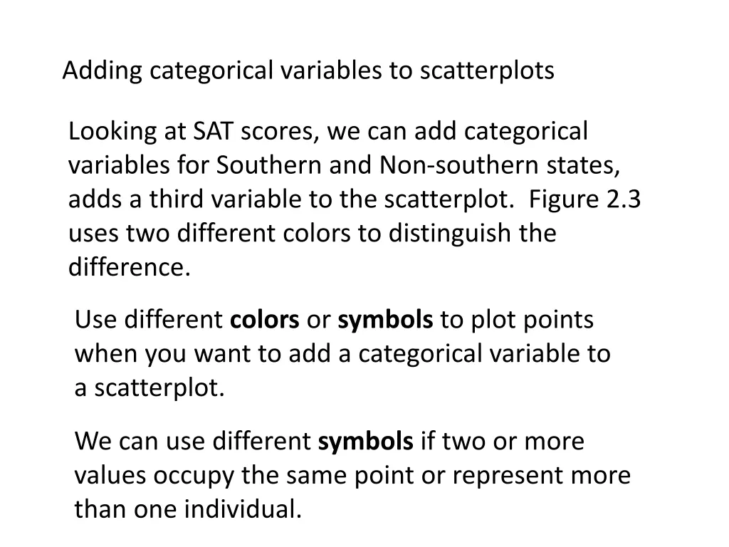 adding categorical variables to scatterplots