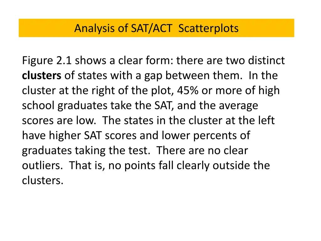 analysis of sat act scatterplots