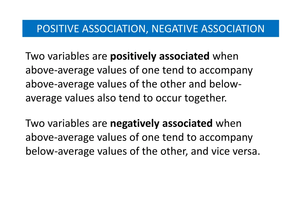 positive association negative association