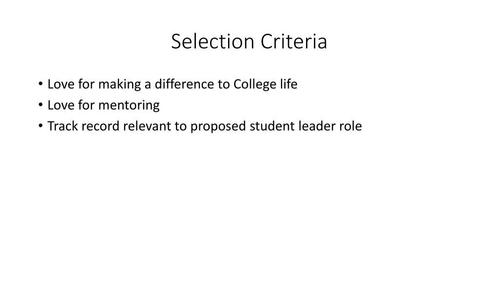 selection criteria