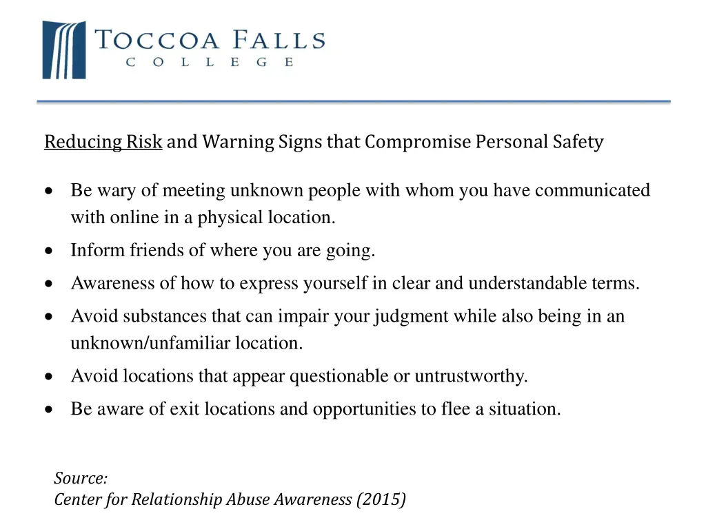 reducing risk and warning signs that compromise