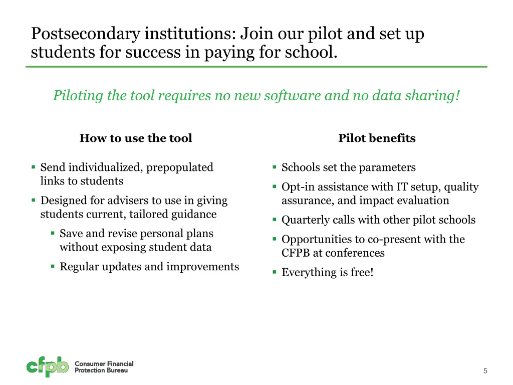postsecondary institutions join our pilot