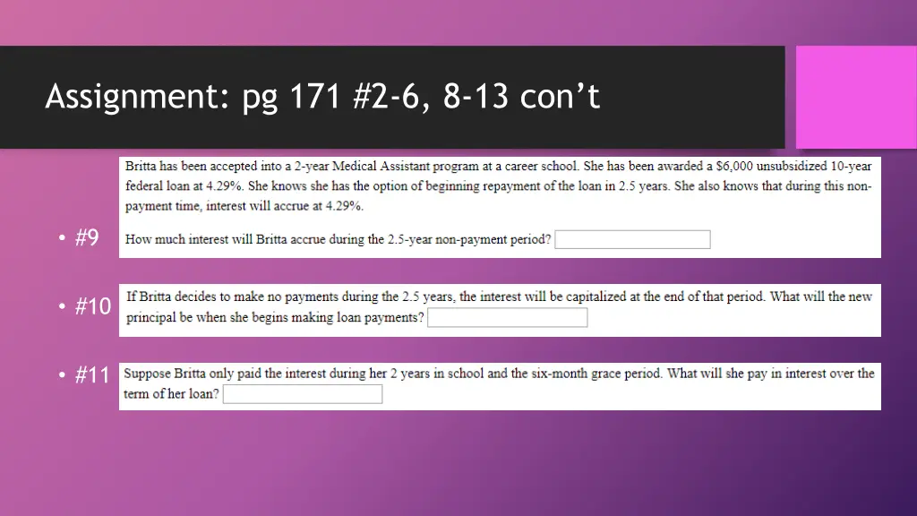 assignment pg 171 2 6 8 13 con t 1