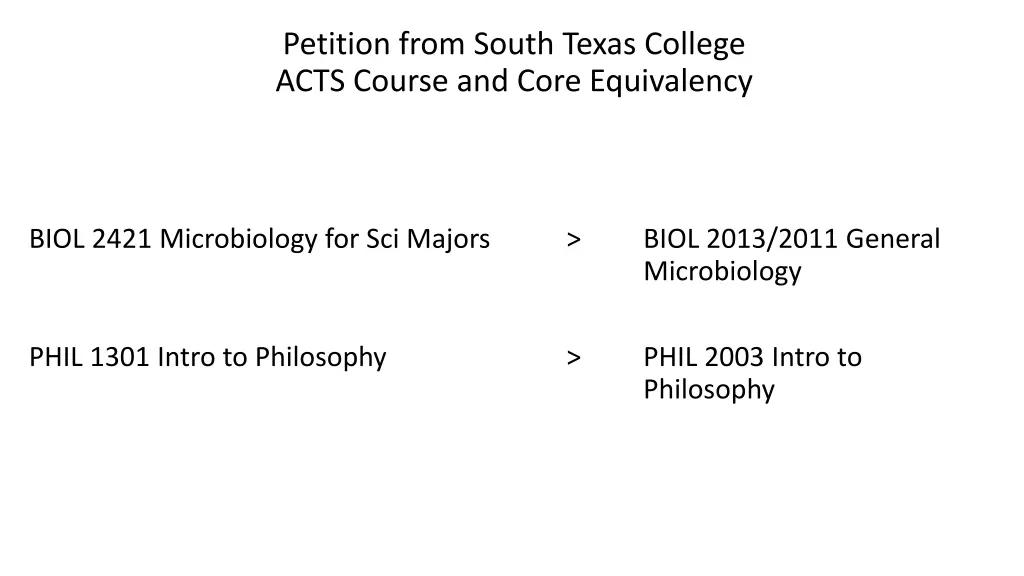 petition from south texas college acts course 1