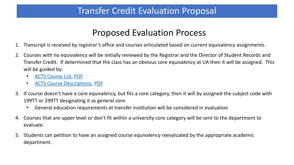 transfer credit evaluation proposal 3