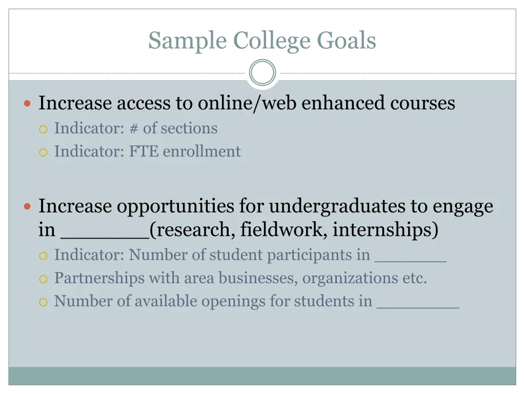 sample college goals