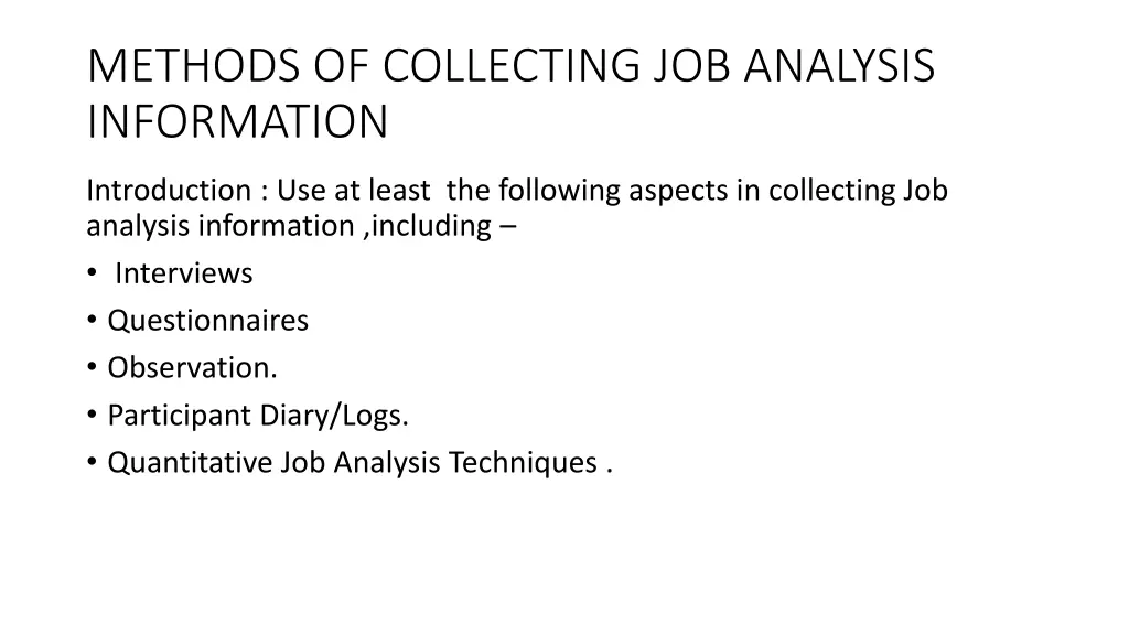 methods of collecting job analysis information