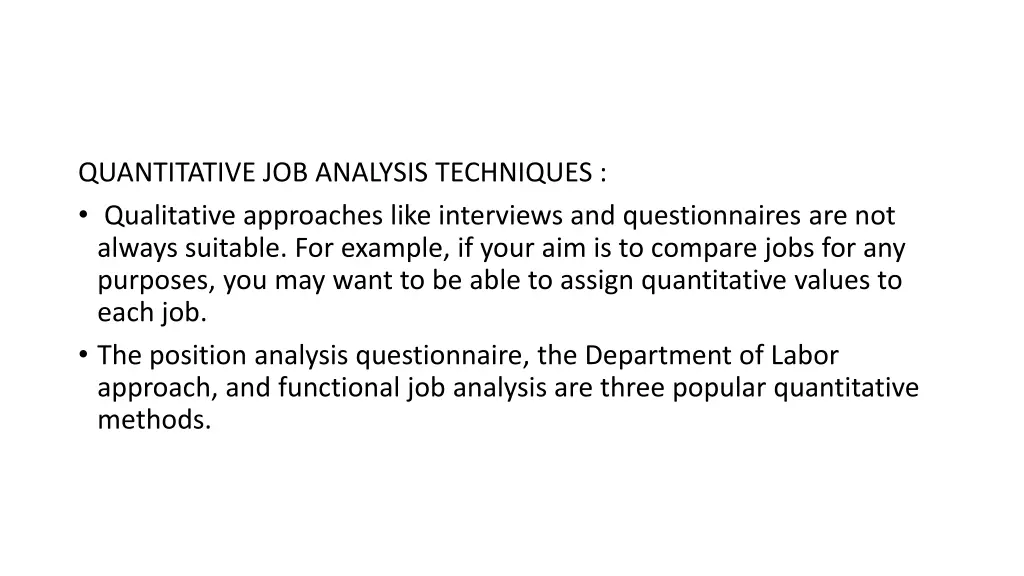 quantitative job analysis techniques qualitative