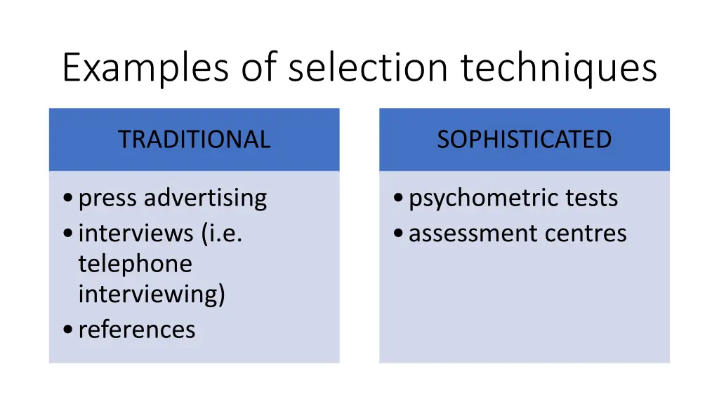 examples of selection techniques