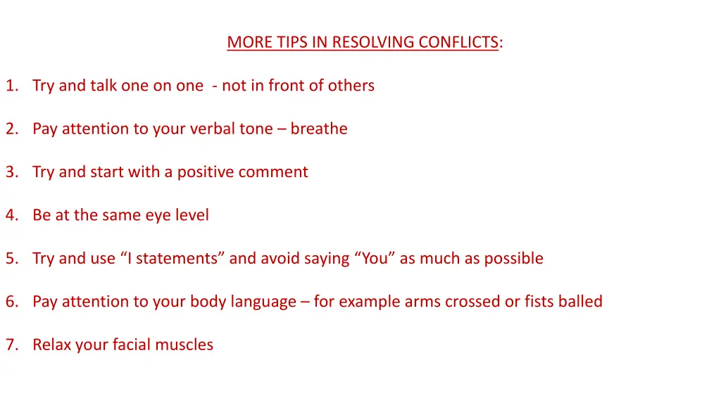more tips in resolving conflicts