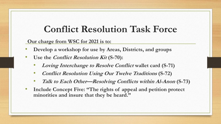 conflict resolution task force