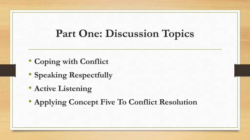 part one discussion topics