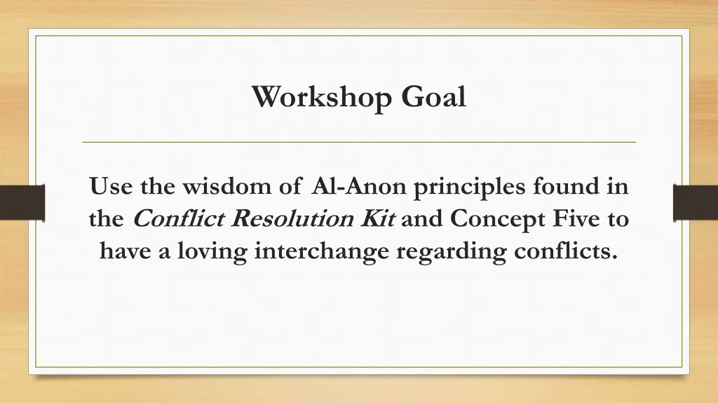 workshop goal