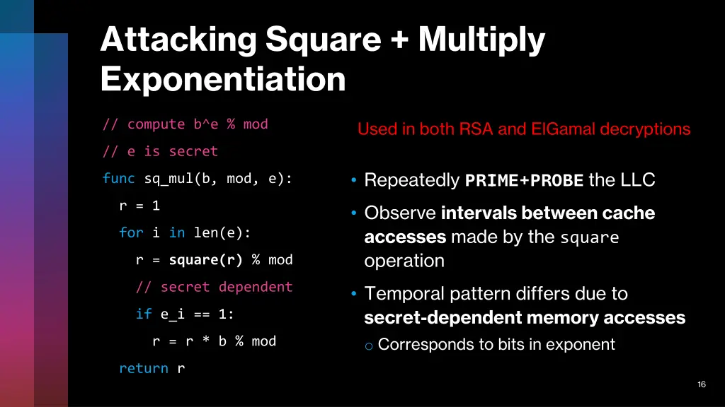 attacking square multiply exponentiation