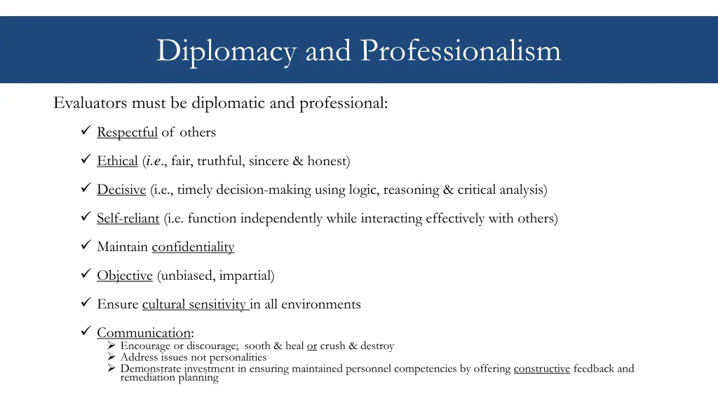 diplomacy and professionalism