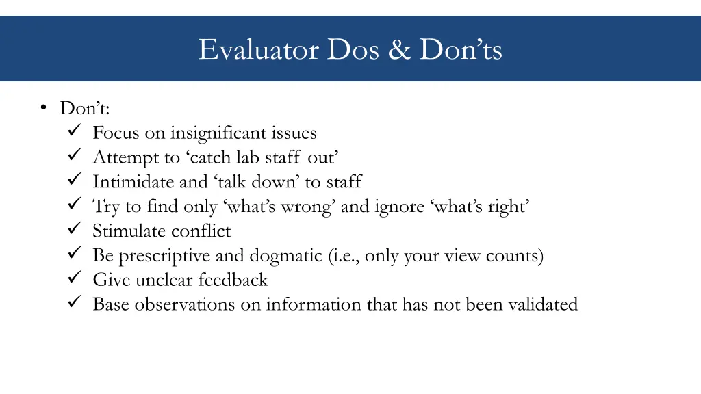 evaluator dos don ts 1