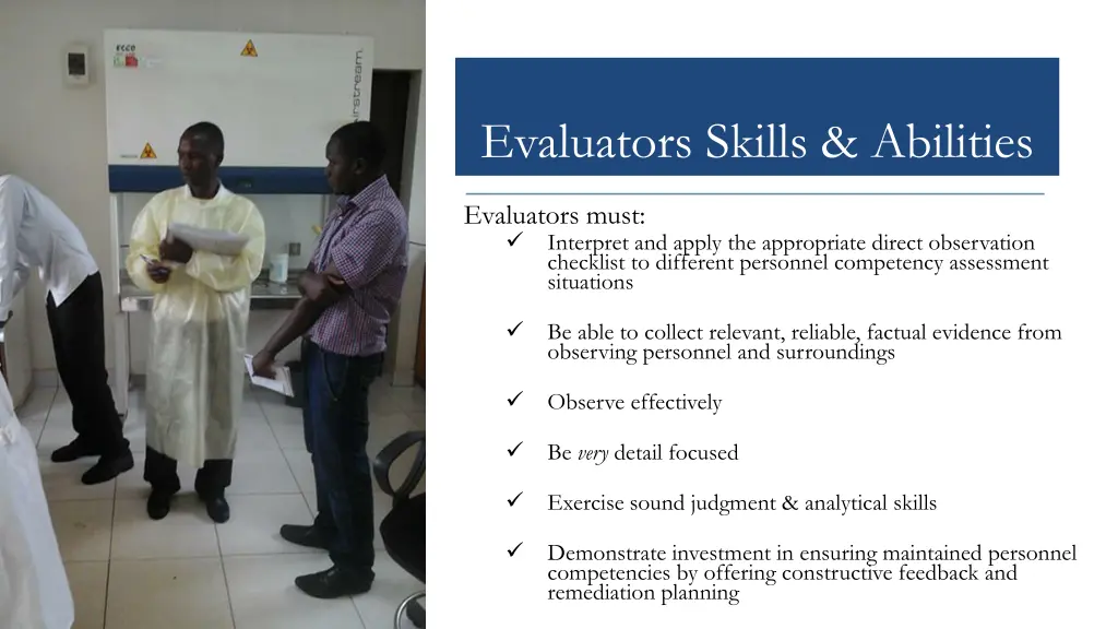 evaluators skills abilities